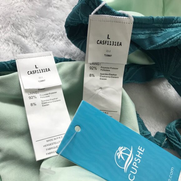 Cupshe Floral Scalloped Top Bikini Set High Waist Bottoms Womens L NEW - Picture 7 of 12